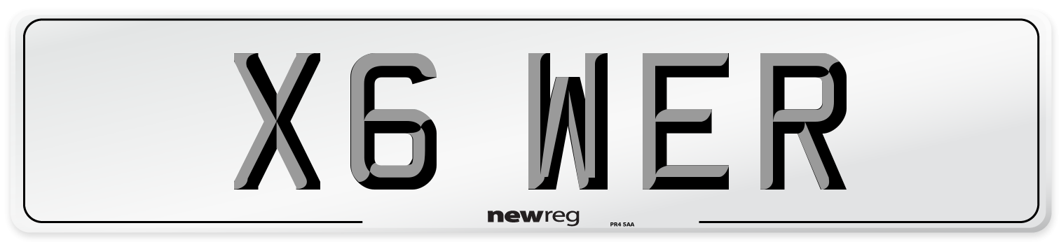X6 WER Number Plate from New Reg